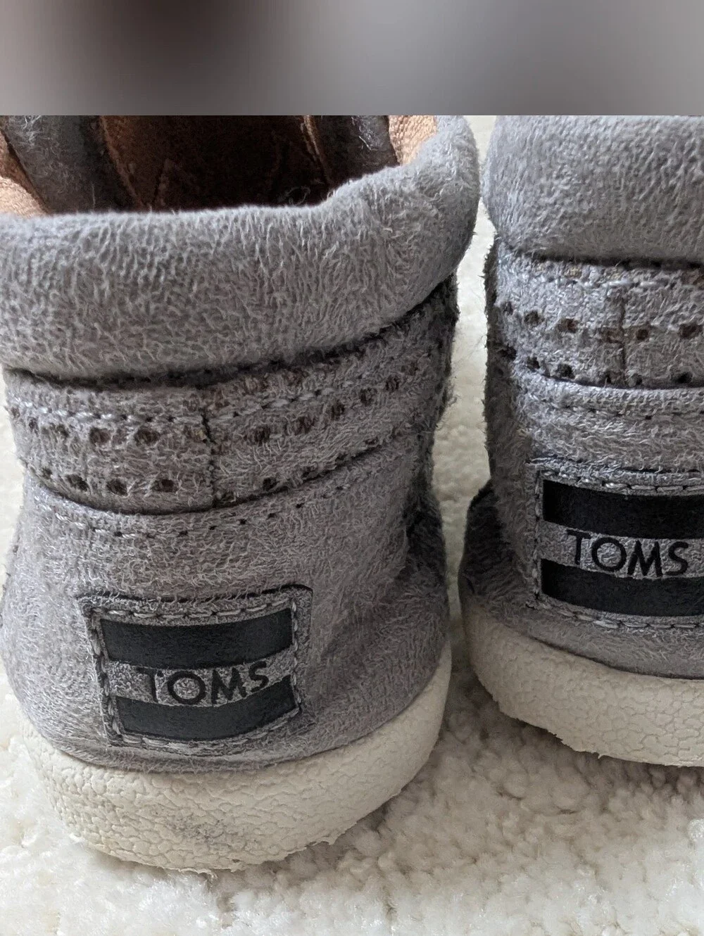 Kids TOMS Gray Suede High-Top Velcro Sneakers Size Toddler US9